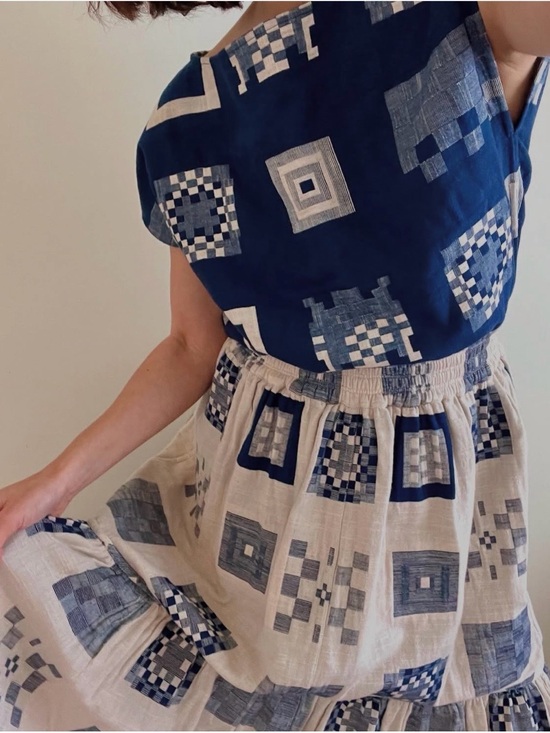 Ace & Jig Dresses & Skirts - Ace & jig rara cotton flounce reversible skirt in Mediterranean and sand dollar